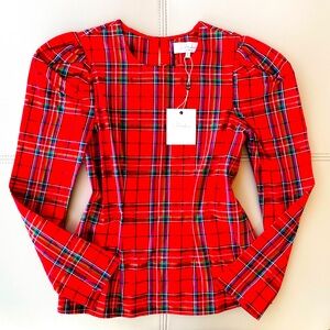 NWT! L’Academie Los Angeles
The Eleonora Blouse 
Red Plaid | Tartan
Size XS